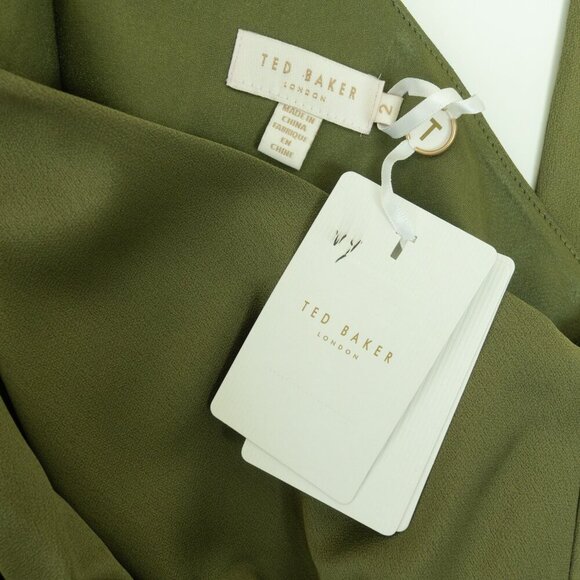 Ted Baker Gabie One Shoulder Drape Midi Dress Green Size 2 - Picture 16 of 16